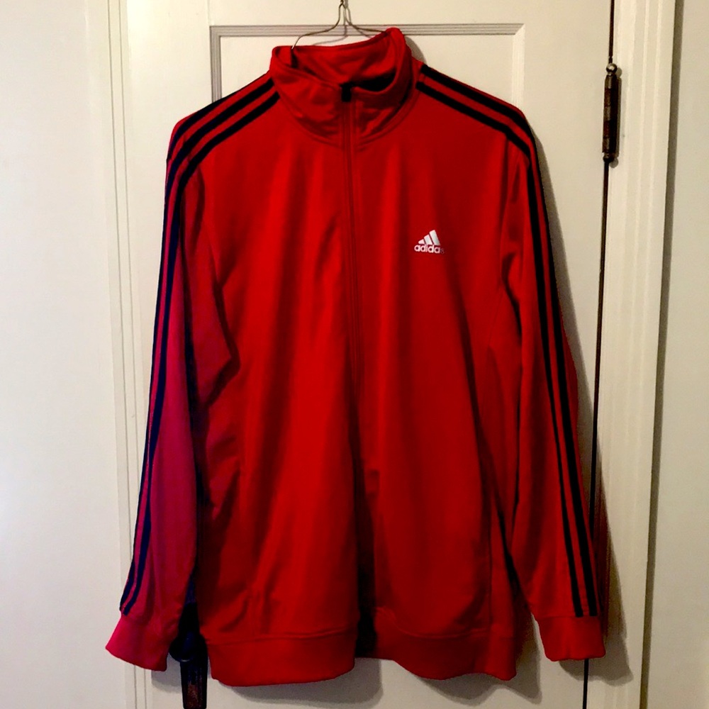 Adidas Men’s Essential 3-Stripe Track Jacket-Red